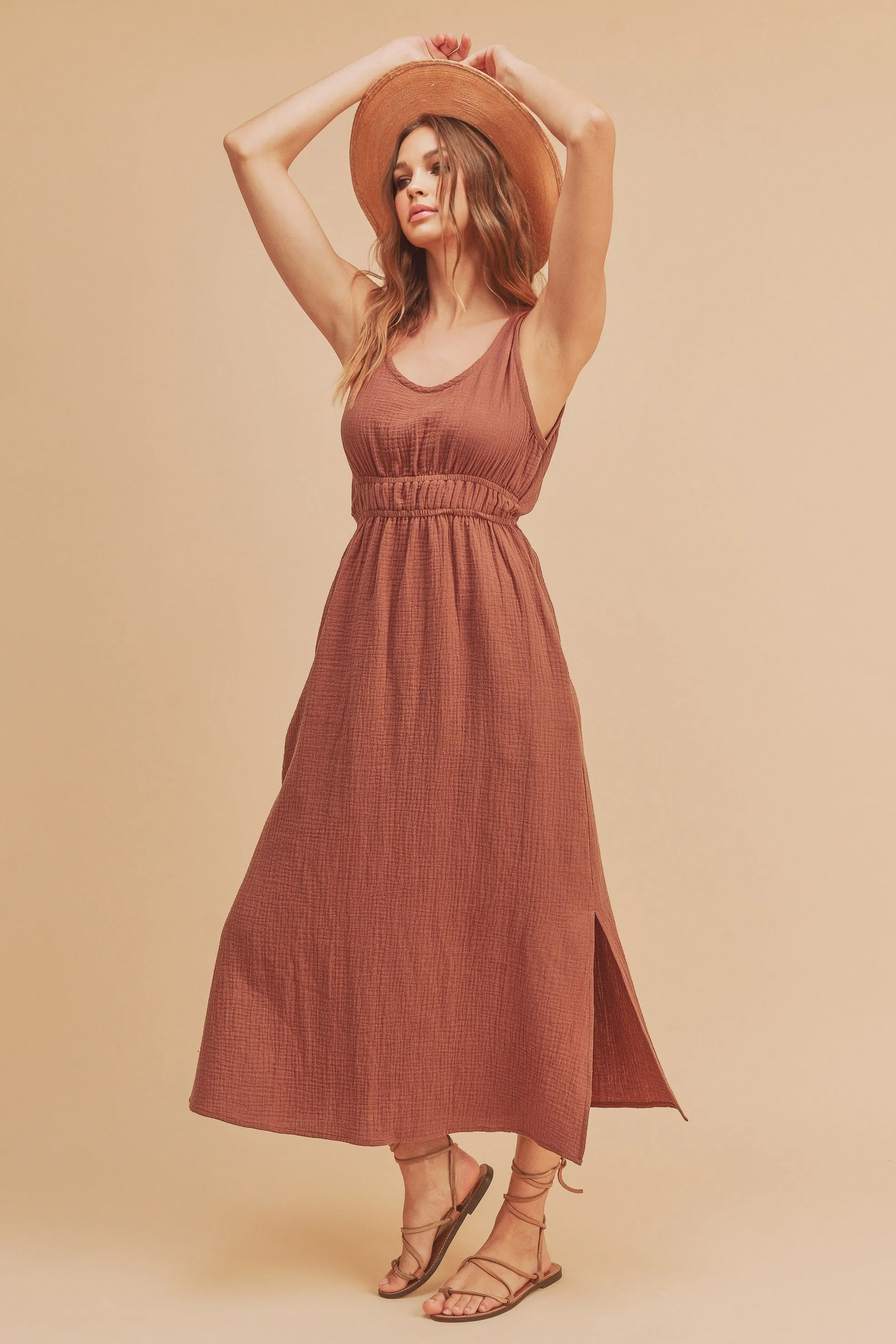 Sleeveless Empire Waist Midi Dress