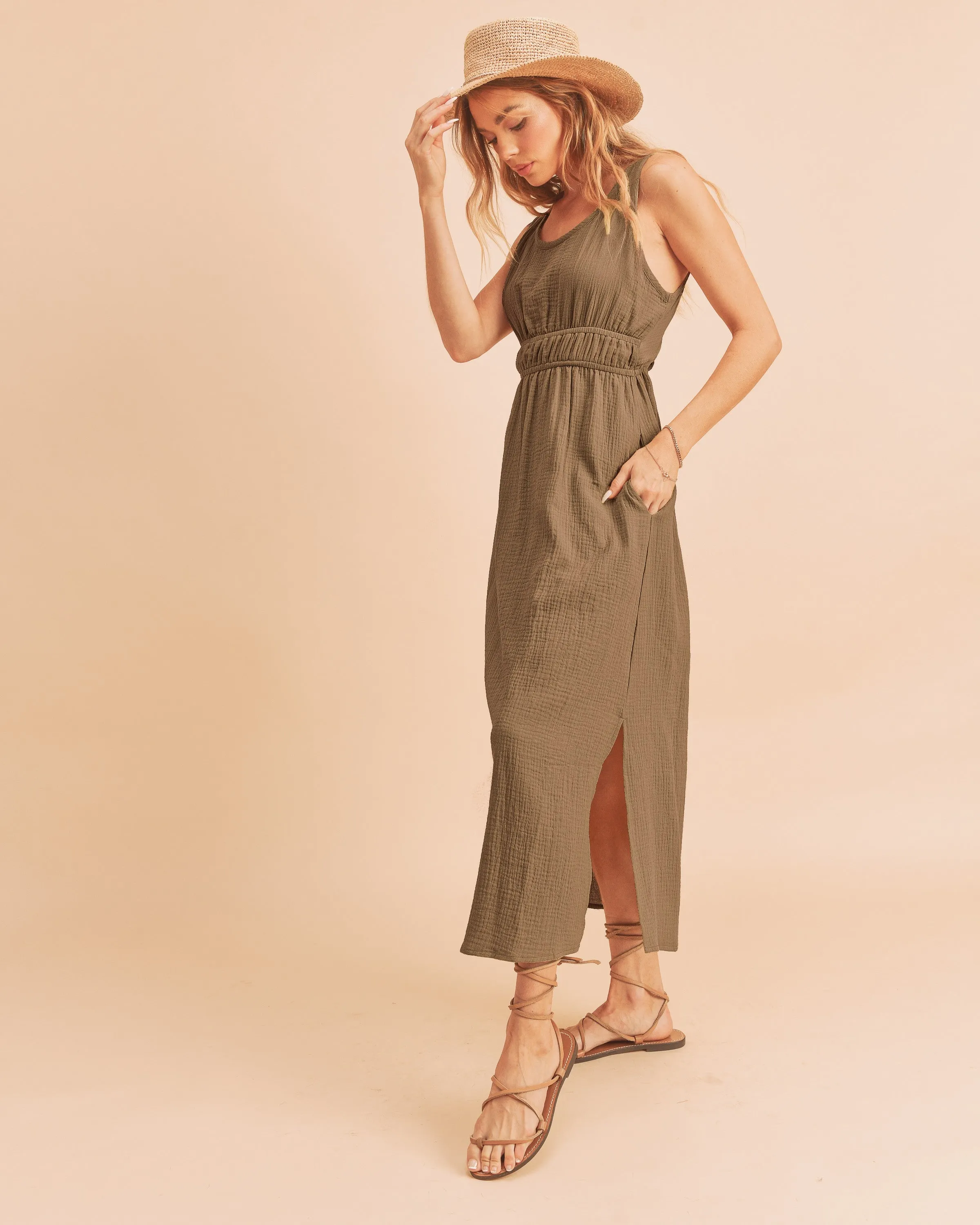 Sleeveless Empire Waist Midi Dress