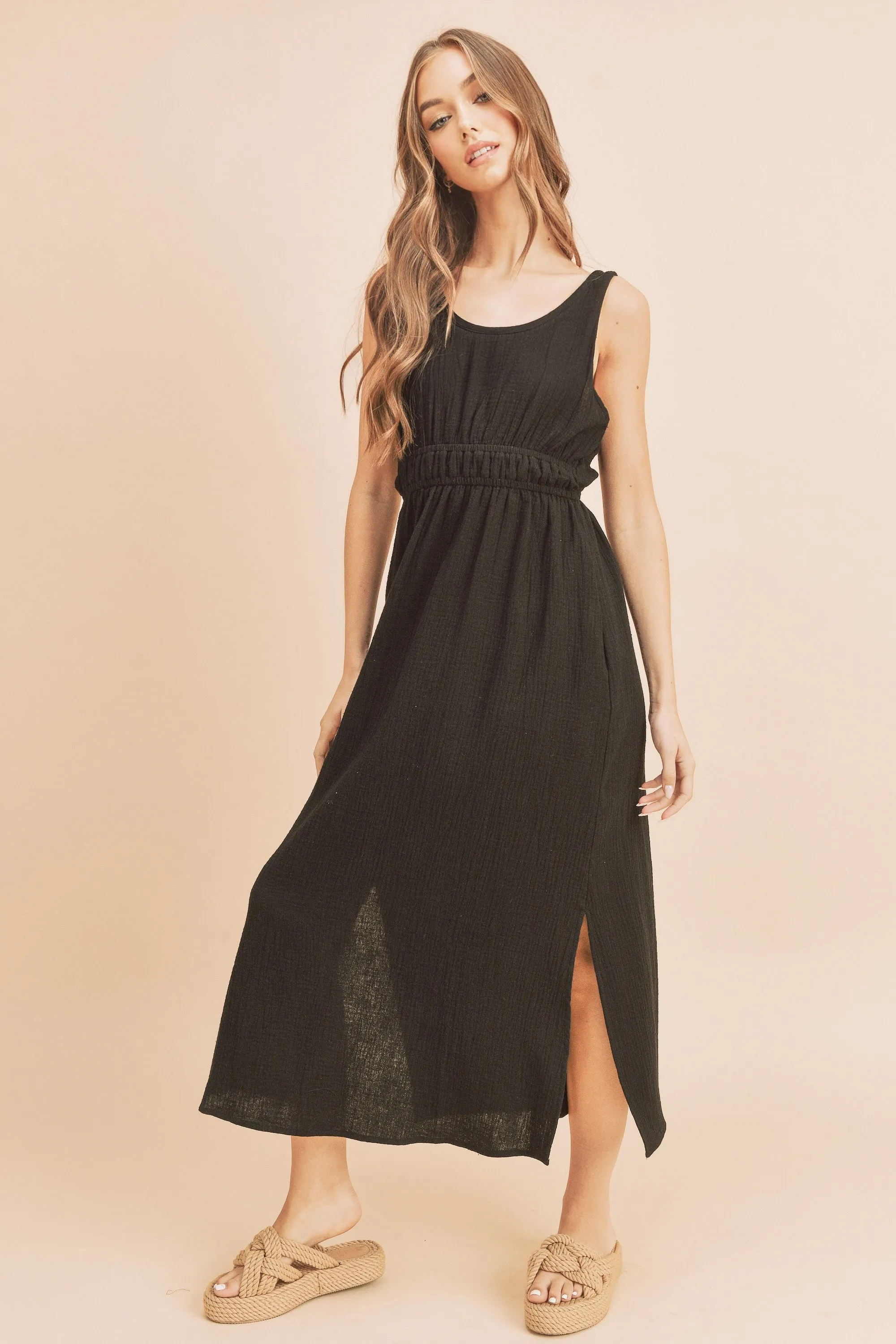 Sleeveless Empire Waist Midi Dress