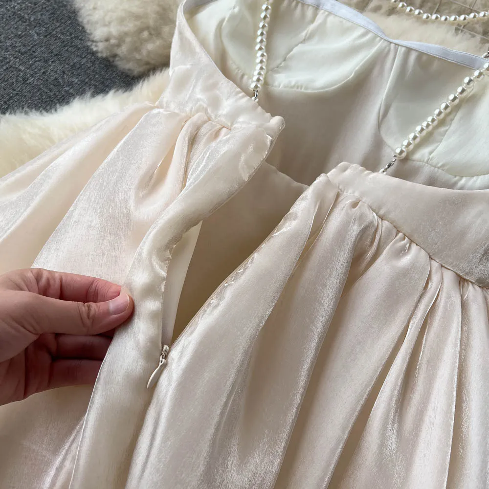 Strapless Halter Puffy Dress