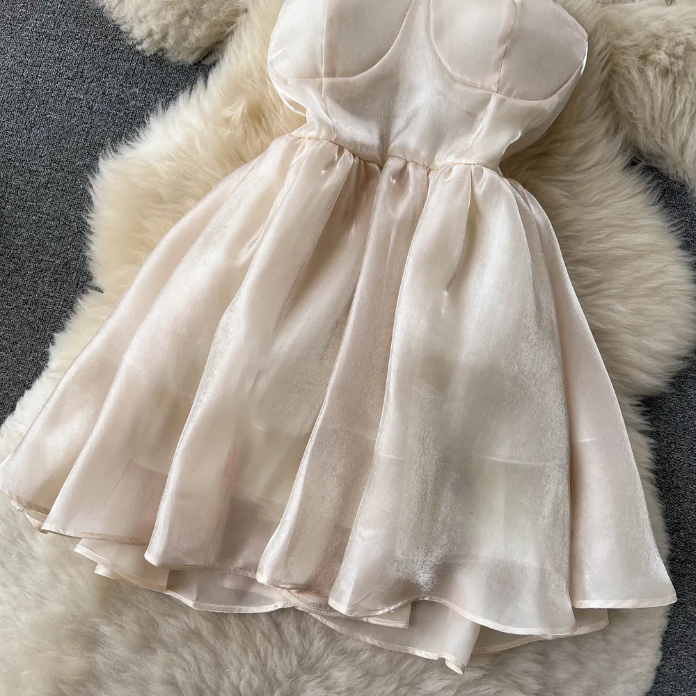 Strapless Halter Puffy Dress