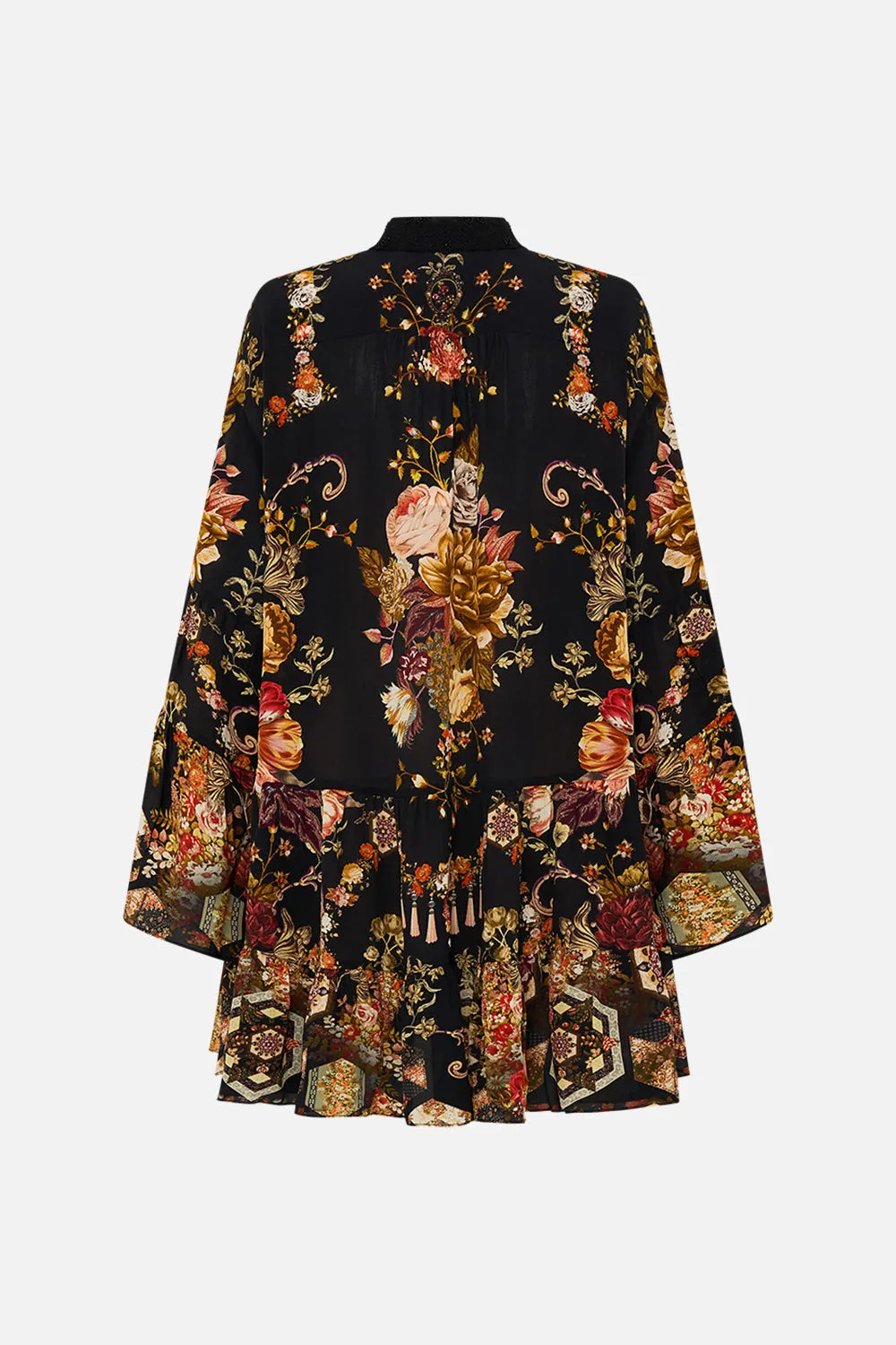 TIERED DRESS WITH EMBROIDERED COLLAR STITCHED IN TIME