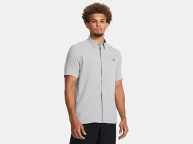 Under Armour Mens Mod Grey/Castlerock Fish Pro Hybrid Woven SS Shirt