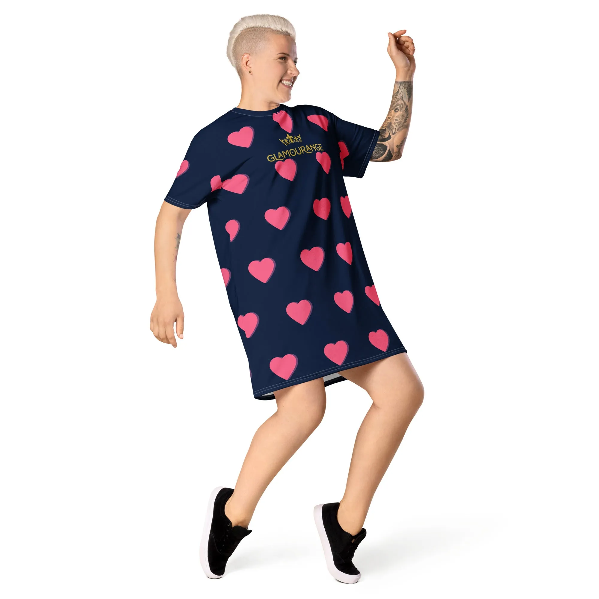 Valentine Day T-Shirt Dress (Glamourange Gift For Valentines Day T Shirt Dress - Design 001)