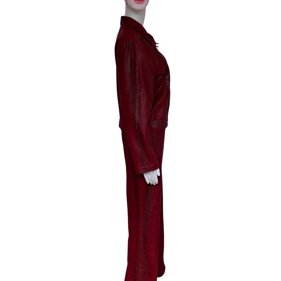 Vintage 1990s Leather-Look Red Snake Print Suit