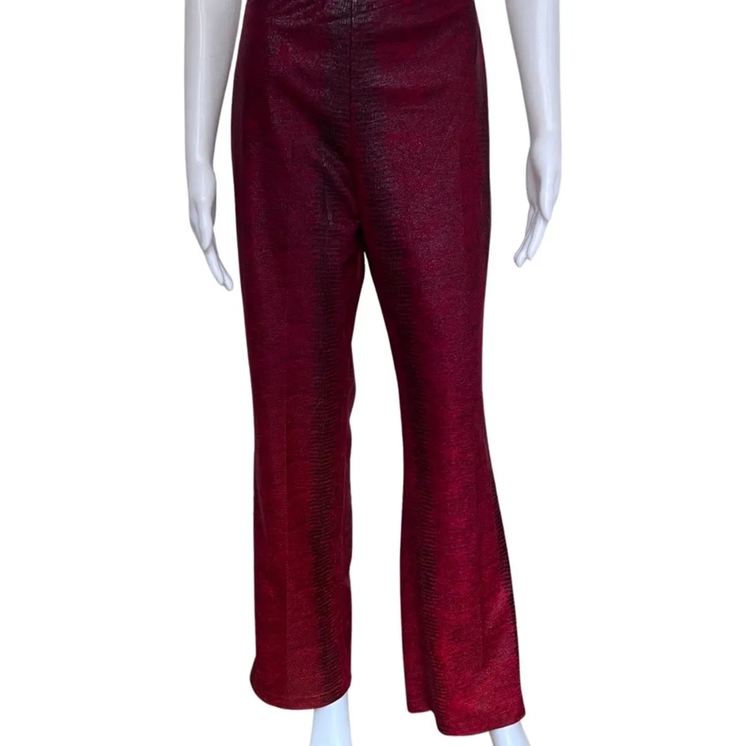 Vintage 1990s Leather-Look Red Snake Print Suit