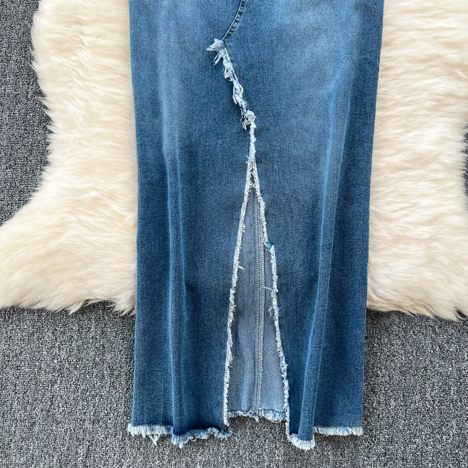 Vintage Denim Split Slip Dress