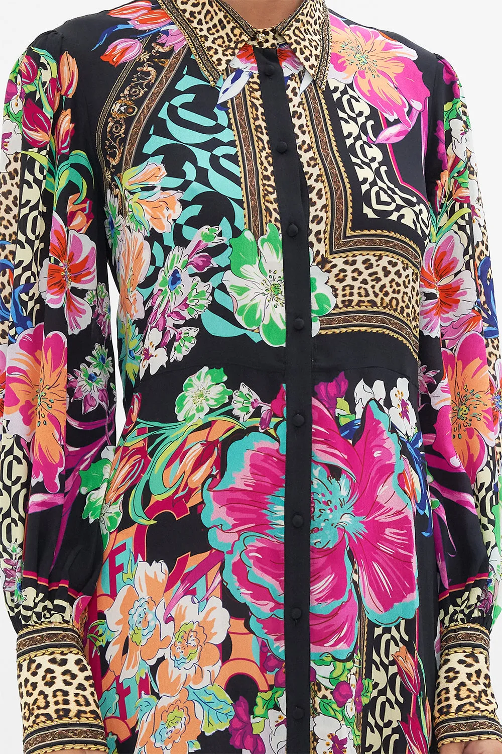 WAIST TIE SHIRT DRESS PRINTED PRIMA VERA
