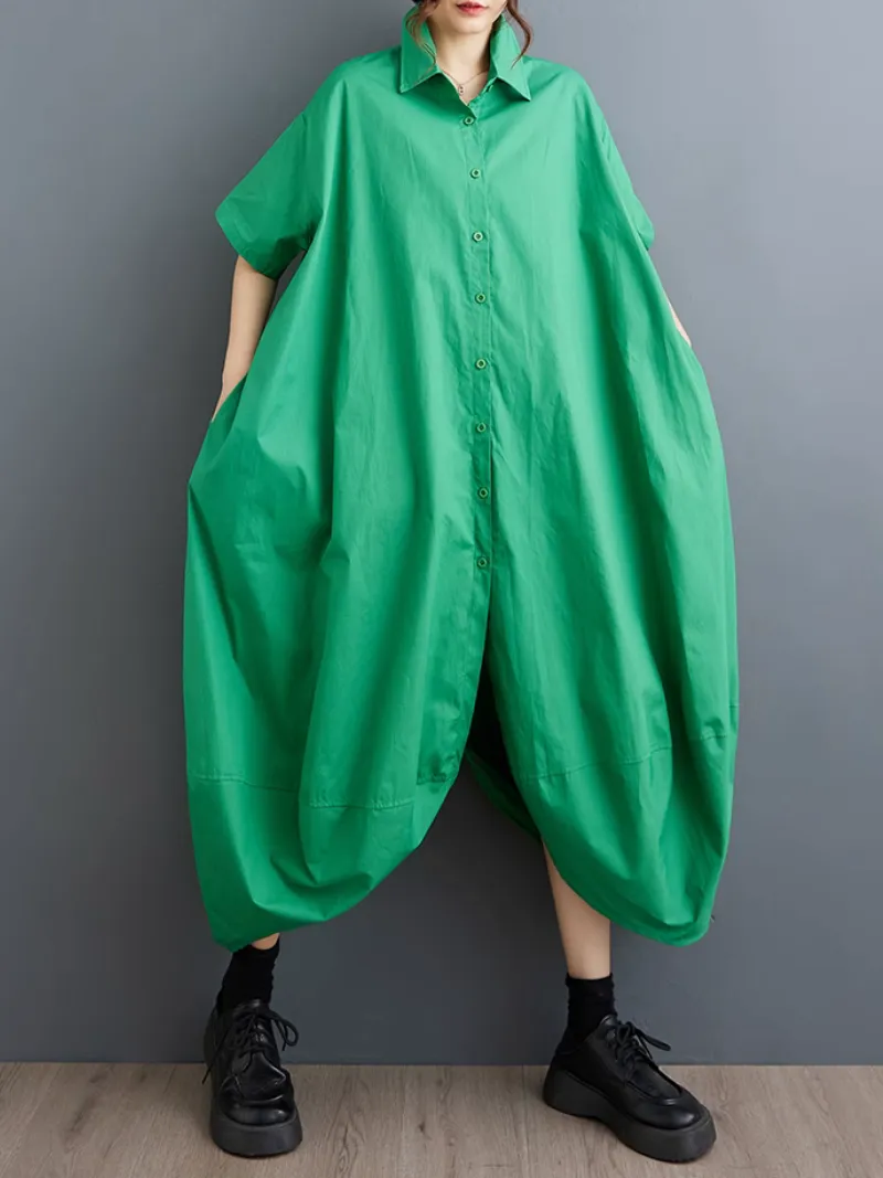 Women's Summer Stylish Loose Casual O-shaped Shirt Dress