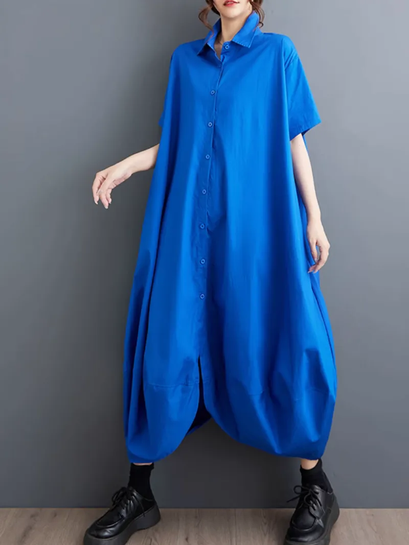 Women's Summer Stylish Loose Casual O-shaped Shirt Dress